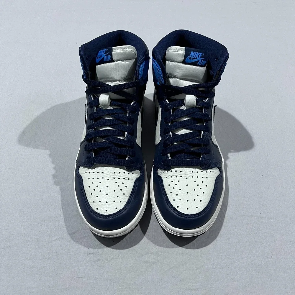 Nike Air Jordan Mens 1 Retro High OG Obsidian Leather Sneakers High Top Size 9M